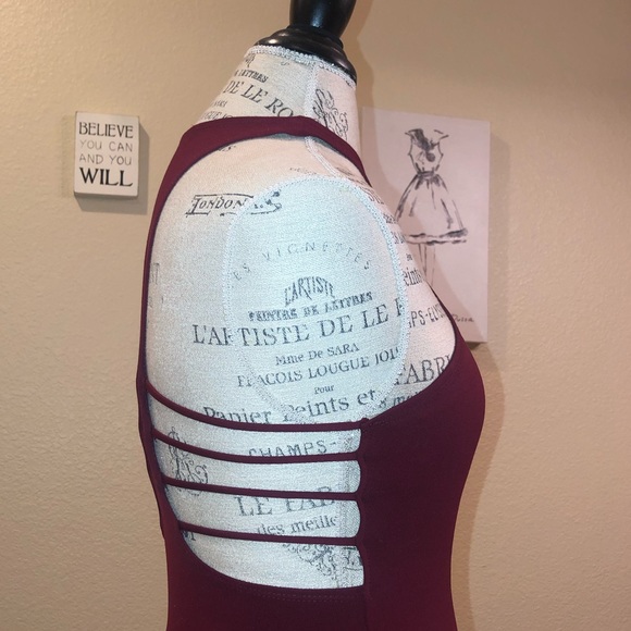 Maroon Bodycon Midi - Picture 3 of 4